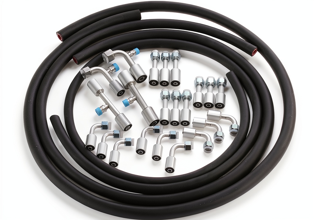 Installing REAXOAL air conditioning hose in a vehicle engine bay