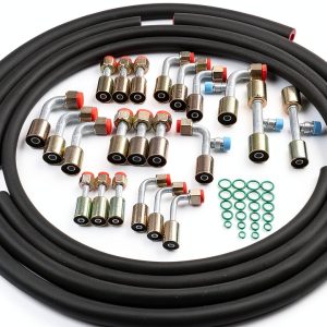 26Pcs AC Hose Kit, 6.5Ft Air Conditioning Hose and Fitting Kit - Includes 6.5Ft #6#8#10 AC Hoses and #6#8#10 AC Fittings, Universal Automotive AC Hose Kit with O-Ring-0