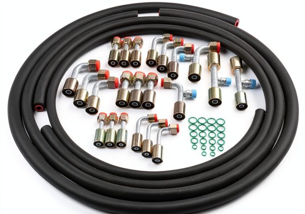 26Pcs AC Hose Kit, 6.5Ft Air Conditioning Hose and Fitting Kit - Includes 6.5Ft #6#8#10 AC Hoses and #6#8#10 AC Fittings, Universal Automotive AC Hose Kit with O-Ring-0
