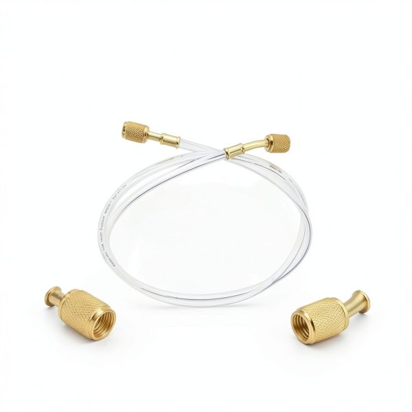1/4" Refrigerant Charging Hoses 60” (5FT), HVAC Hoses Standard 1/4" Flare Fittings for R134A, R22,R410A, R502, R12 Common Refrigerants Clear Pipes Set of 3-2