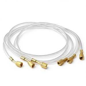 1/4" Refrigerant Charging Hoses 60” (5FT), HVAC Hoses Standard 1/4" Flare Fittings for R134A, R22,R410A, R502, R12 Common Refrigerants Clear Pipes Set of 3-0